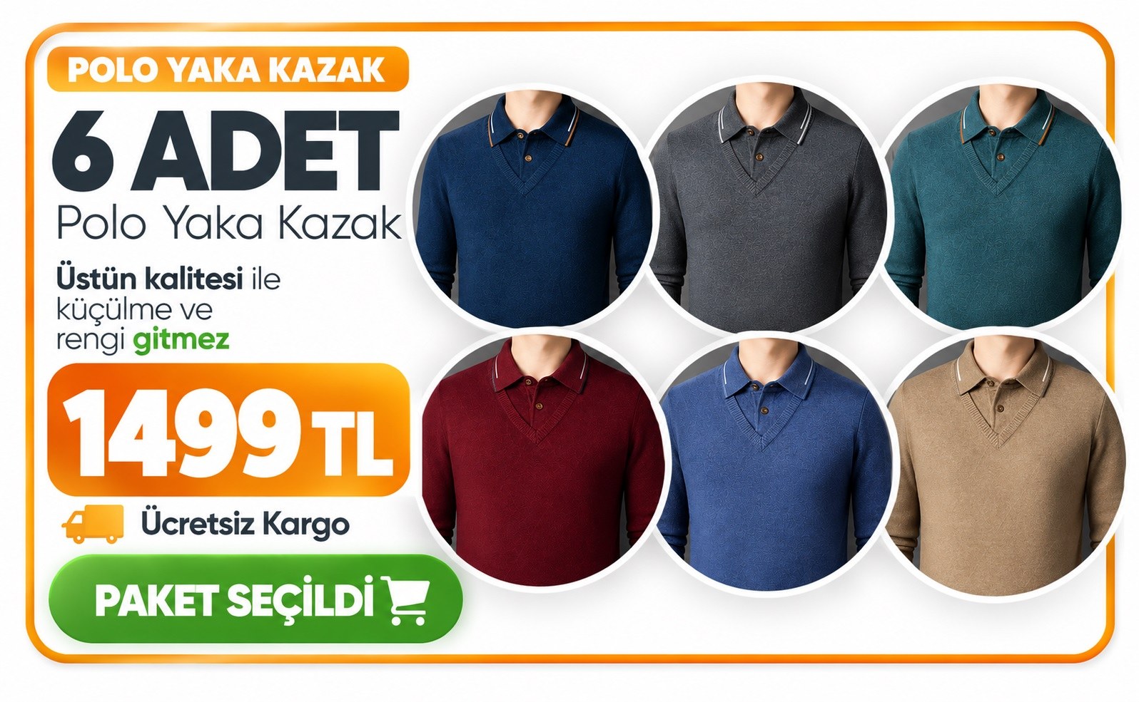 6 adet Polo Yaka Kazak